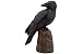 Black Raven Perched On A Tree Stump Statue Halloween Home Decor