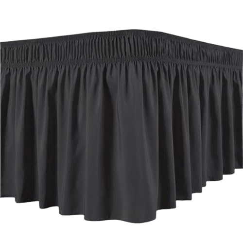 ZNJAMN FaldóN De Cama Falda de Cama con Volantes, Sedosa, de fácil Ajuste, Que no se decolora, elástica. para Cama(Black,XL)
