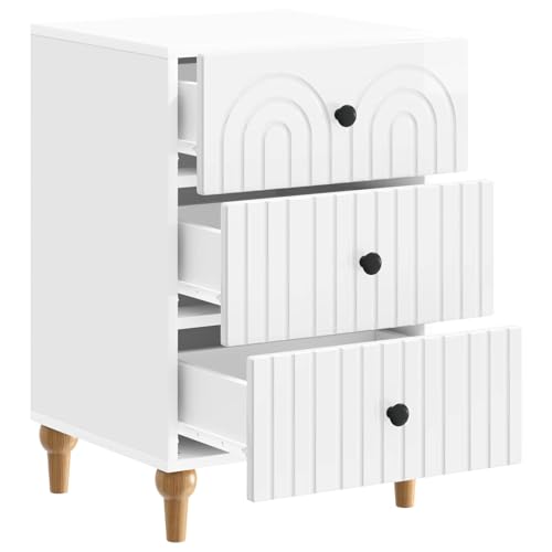 Table de rangement blanche en bois avec tiroirs de nuit - 5