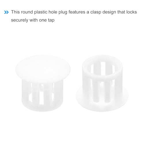 Image of MECCANIXITY 100PCS 10mm(3 /8 inch) White Plastic Hole Plugs, Flush Type Panel Hole Plugs Insert End Caps for Locking Hole Tubes Furniture Cabinet