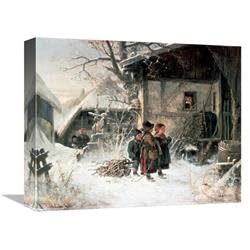 16 in. Children in The Snow Art Print - Bernhard Frohlich