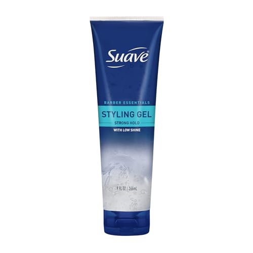 Suave Barber Essentials Styling Gel for Men, Strong Hold and Low Shine, No Flakes, Barber-Quality Results, 9 oz