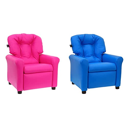 The Crew Furniture Traditional Kids Recliner Chair, Toddler Ages 1-5 Years, Polyurethane Faux Leather, Pink & Traditional Kids Recliner Chair, Toddler Ages 1-5 Years, Polyurethane Faux Leather, Blue #TOP20