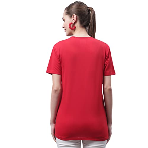 Image of Mack Jonney Women V Neck Cotton Solid Regular Fit T-Shirt-V Anthraa 001-P