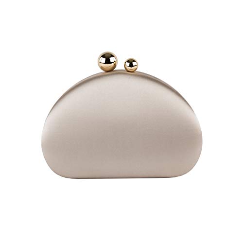 Sac clutch Iris gris perle satin pochette de soirée femme chic accessoire ACACA081PERLA