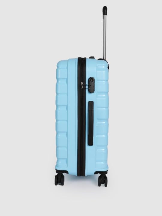 Image of Teakwood Small-Medium Cabin Size 8 Wheels Trolley Bag, Hard Cabin with Zipper Closure, Adjustable Push Button & Cross Side Strap, TSA Lock System 360 Degree (Set of 2, Sky Blue)