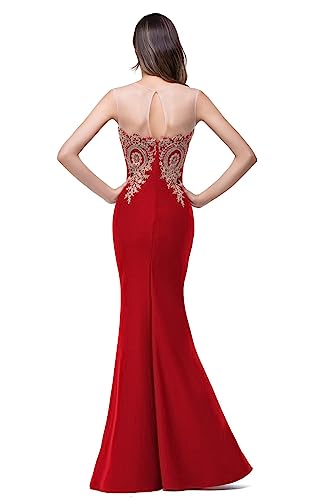 Image of Babyonline Women's Lace Applique Long Formal Mermaid Evening Prom Dresses
