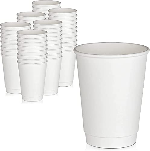 HOT BARGAINS, 500 x 12oz White Double Wall Insulated Disposable Coffee Cups for Chocolate Tea, Espresso, and Cocoa Drinks and Eco-Friendly Hot Cups