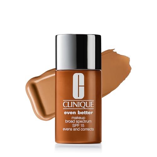 Clinique Even Better Makeup Liquid Foundation SPF 15 With Vitamin C For Dry + Oily Combination Skin Types | Medium Coverage + Natural Finish | Evens Skin Tone + Reduces Dark Spots, Amber, 1 Fl Oz