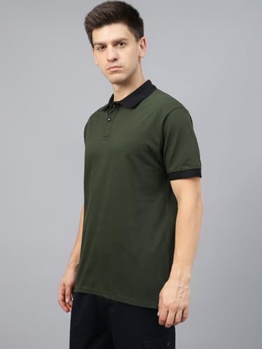 Image of Veirdo Pure Cotton Half Sleeves Regular Fit Plain Solid Classic Polo Collar T-Shirt for Men & Boys (Color Options- Black, Maroon & Olive)