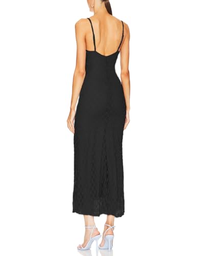 Image of Women Spaghetti Straps Lace Mesh Maxi Dress Backless Mermaid Wedding Dress | Floral Lace Mesh Wedding Guest Dress Fully Lined Adjustable Strap Bodycon Dress Cocktail Party Formal Evening Gown Date Night