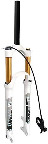 LvTu MTB Suspension Fork 26 27.5 29 Inch 1-1/8" Mountain Bike Front Fork 140mm Travel Air Shock Absorber Bicycle Accessories White (Color : Straight Remote Lock Out, Size : 26 inch)