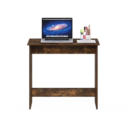 Image of Furinno Simplistic 31-Inch Rustic Brown Computer Desk, Small Office Desk, Rectangular Home Office Desk with Drawers, Gaming Desk for Home Office, Bedroom, Study Room, Amber Pine