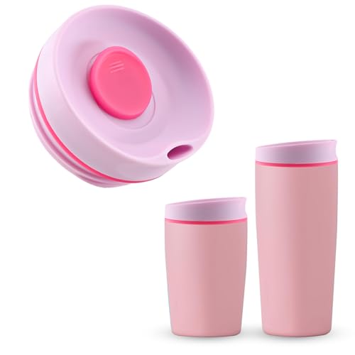 Replacement Lid for Owala SmoothSip Slider 20oz & 12oz, Top Cover Compatible with Owala 24oz Coffee Tumbler, Coffee Travel Mugs Leakproof Accessories, BPA-Free (Light Pink)