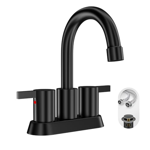 Phiestina 4 Inch 2 Handle Centerset Matte Black Lead-Free Mo...