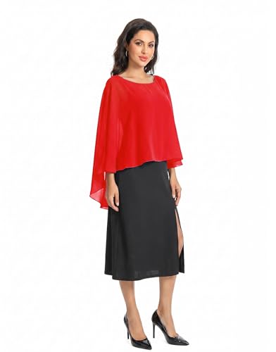 Image of Baoqiya Chiffon Capes Sheer Capelets Long Cape Poncho For Women Plus Size