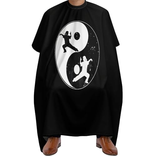 TaiChi Yinyang Kungfu Hair Cutting Cape for Men Women Waterproof Barber Cape Adjustable Salon Haircut Capes