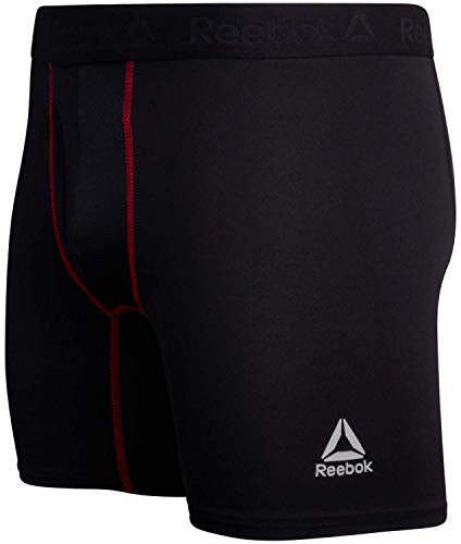 Reebok Mens Boxer Briefs - 4 Pack Stretch Performance Boxers for Men with Functional Fly, 6" Inseam Mens Underwear Boxers