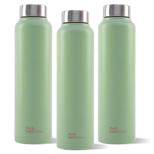 The Better Home Stainless Steel Water Bottle 1 Litre | Leak Proof, Durable & Rust Proof | Non-Toxic & BPA Free Steel Bottles 1+ Litre | Eco Friendly Stainless Steel Water Bottle (Pack of 3)