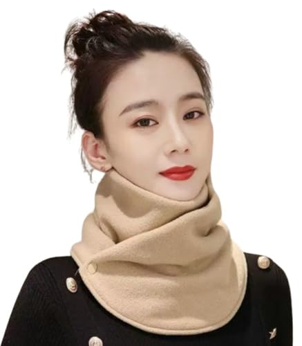 Winter Neck Gaiter for Women Double Buttons Polar Fleece Neck Warmer Scarf Windproof Shawl Cover for Skiing Riding