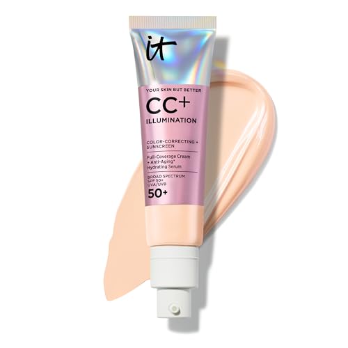 How to Tighten Face Skin After 50 | Top Rated Firming Creams (2026) 13 IT Cosmetics CC+ Cream Illumination (Fair) - Radiant Full Coverage Foundation With SPF 50+, Color Corrector & Hydrating Anti-Aging Serum, Hydrolyzed Collagen + Peptides - 1.08 fl oz