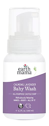 Earth Mama 0857249001127 Calming Lavender Baby Wash Liquid Foaming Hand Soap, Organic All-Purpose Lavender Body Wash For Sensitive Skin, Castile Soap cover