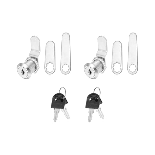 PATIKIL 3/4 Inch Keyed Alike Cabinet Locks with Key, 2 Pack Cam Replacement Lock Cylinder Toolbox Lock for RV Drawer Storage Cart Mailbox, Silver