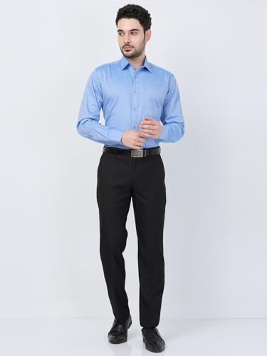 Image of Raymond Men Cotton Slim Fit Structure Pattern Semi Cut Away Collar Formal Shirt