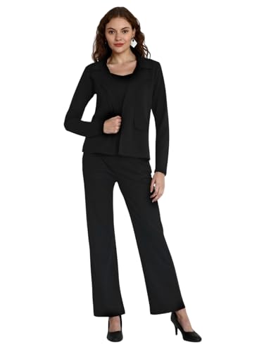 Image of Leriya Fashion Co ord Set for Women Stylish | Lycra Blend Western Blazer Suit 3 Piece Co ord Set | Casual Blazer for Women Stylish Formal Professional Office Wear