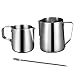 Tucireat Pot à Lait 150ml/350ml Pichet à Lait Pot a Lait INOX Pichet Lait INOX Milk Pitcher en Acier Inoxydable Pichet a Lait Pichet INOX avec Latte Art Pen Pot à Lait Faire Mousser für Espresso