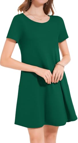 Image of Womens Summer Dresses Beach Casual Loose Tshirt Floral Short Sleeve Flowy Pockets Sundresses 2026