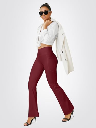 Image of FOHOFO Yoga Pants Women, Flare Leggings for Women with Pockets Crossover High Waisted Bootcut Yoga Pants
