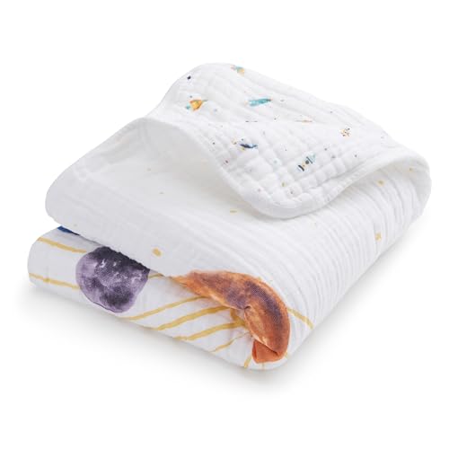 Image of aden + anais 100% Organic Cotton Muslin Dream Blanket, Perfect for Babies, Infants and Toddlers, Crib Blanket, Nursery Essential, Space Orbit