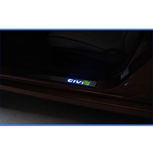XITER Stainless Steel Door Sill Scuff Plate Guard Sills Door Entry Guard Protector Trim Autoparts Accessories 4PCS For Honda 10th Civic 2016 2017 2018 2019 2020 2021 (With LED) by XITER - Image 5