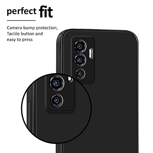 Image of WOW IMAGINE Ultra Slim Soft Rubberised Back Cover Case for Vivo V23E 5G | Vivo Y75 4G | Inner Velvet Fabric Lining | Matte Silicone Flexible Camera Protection Back Case - Black