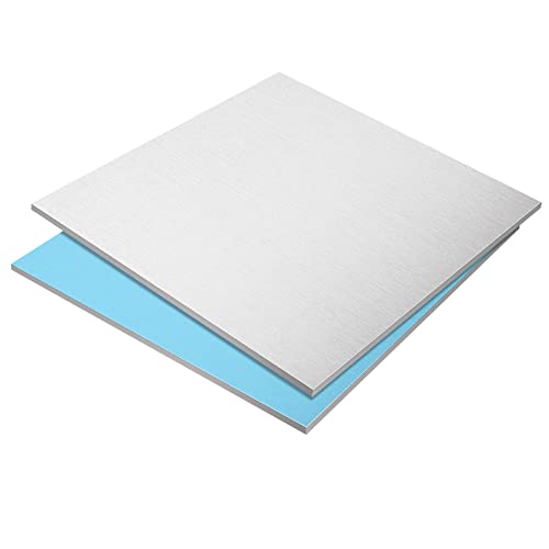 LOLYSIC Paquete de 2 hojas de aluminio 6061, 30 x 30 cm, 3 mm de grosor, panel de placa de aluminio plano cuadrado con película protectora, plateado