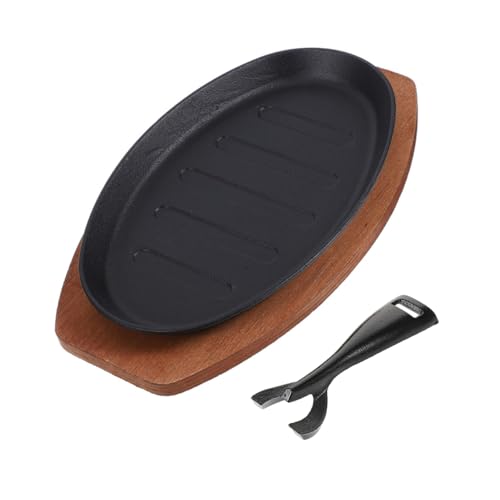 FELTECHELECTR Plaque Fonte Pour Grillades Poêle Multi-usage Pour Steaks Fruits De Mer Et Légumes Avec Fourchette Surface Antiadhésive Et Répartition Homogène Chaleur Pour Cuisine Maison Et