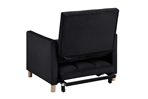 Sillón Convertible Plegable Terciopelo Negro miniatura 7