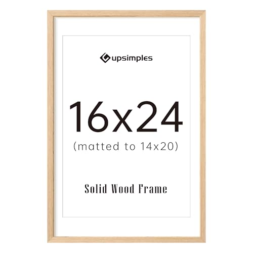 Image of upsimples 16x24 Picture Frame Solid Wooden, Nursery Decor, 1Pack Natural | 100% Solid Wood, Fit 14x20 with Mat and 16 x 24 Poster, Wall Decor or Tabletop Display, Safe For Nursery Kids Room