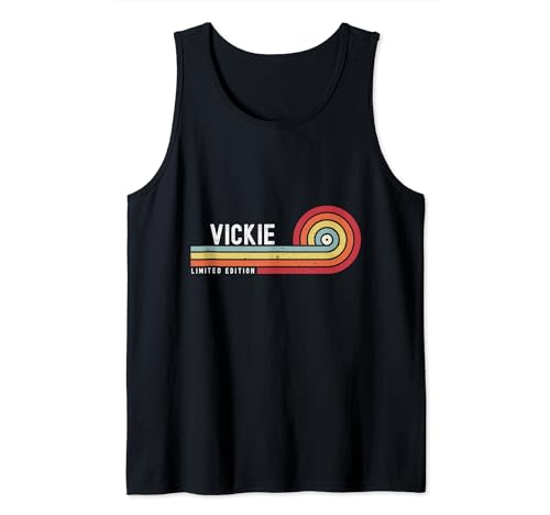 I Love Vickie Personalized Retro Sunset First Name Tank Top