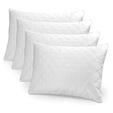 Linen Empire pillows pack of 4 with Microfibre Diamond Quilted Cover (4 Pack, Standard) - Filled Pillows for Side, Stomach and Back Sleeper-Hotel Quality, Comfort Down Alternative Bed Cover
