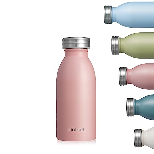 Autsel Stainless Steel Water Bottle 350ml Double Walled Vacuum Insulated Metal Water Bottle Leakproof Sports Flask Bottle BPA Free