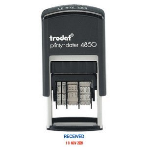 Trodat Printy 4850/L1 Dater Stamp Compact Wording Received in Blue Date in Red Ref 76313