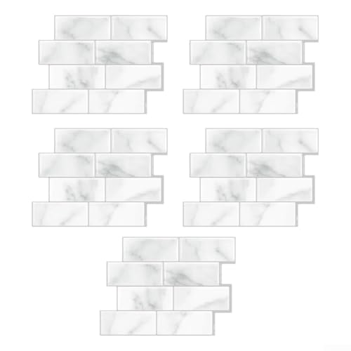 5 pegatinas de papel tapiz de ladrillo 3D, paneles de pared de PET resistentes al agua, resistentes al calor, azulejos de espuma autoadhesivos para cocina y baño, 29,5 x 21,5 cm (profundidad)