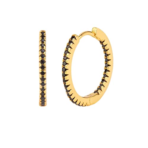 Dsnyu Pendientes Plata de Ley, Aros Pendientes Grandes con Circonita, Mujer Pendientes para Aniversario Oro Negro Cover