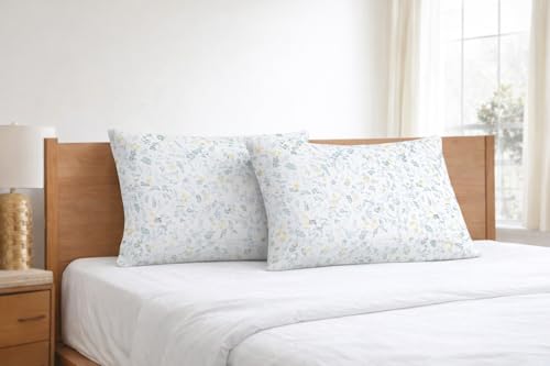 Image of Microfiber Pillow Cover 17x27 Inch (Pack of 2) | Soft & Durable | Ideal for Bed & Sofa Garden BLOOOM