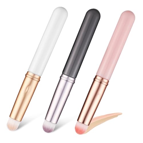 ARTSEWPLY 3Pcs Concealer Brush with Protective Caps Soft Synthetic Bristles for Precise Application for Liquid Powder Concealers Travel Friendly Makeup Tools