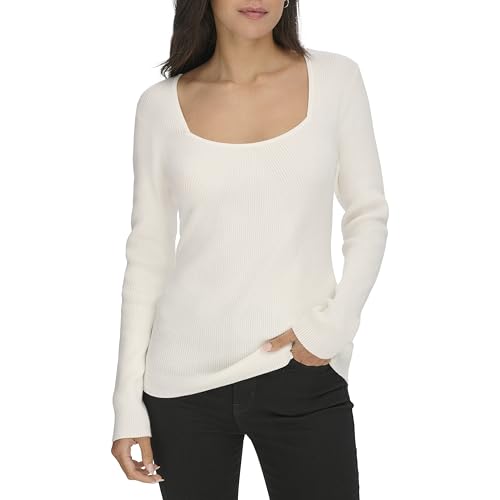 Image of Calvin Klein Women's Square Neck Long Sleeve Sweater