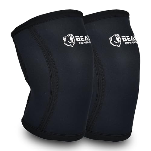 Beastpowergear Neoprene Compression Knee Sleeves 7MM Support for Squats, Gym CrossFit Training, Powerlifting, Weightlifting, Wrestling for Men & Women (7MM-XLarge, Black)