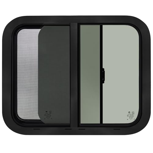 Image of 30 inchW x 24 inchH RV Windows for Cargo Trailer Camper,Tinted Horizontal Sliding | RV Cargo Trailer Camper Window Replacement w /Screen&Trim Ring,Fit 15 /16 inchor 1-3 /8 inch Thick Wall,Allow Error 1 /16 inch,DOT Approved